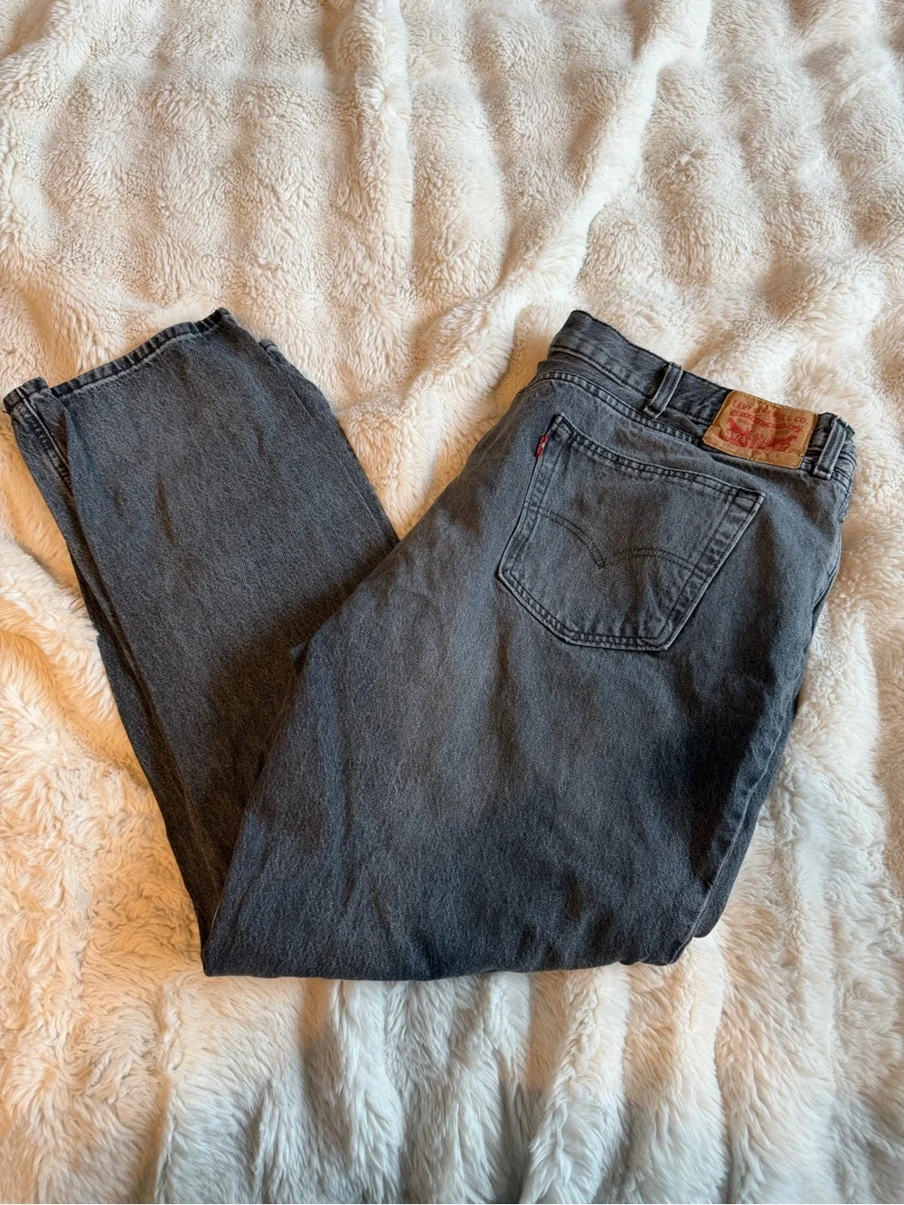 Levi’s 501 Men’s Jeans 48x32 Washed Black Charcoal Straight Leg Stretch